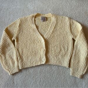 Aritzia Little Moon yellow chunky cropped cardigan